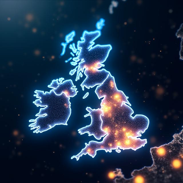 Futuristic data visualization of geographical trends in UK and Ireland