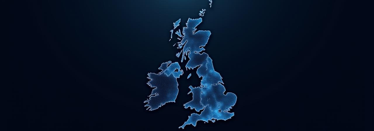 Strategic map of UK and Ireland highlighting Mathelix service areas